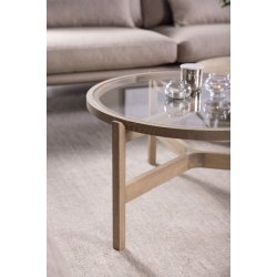 Optic rundt sofabord m. glasindsats