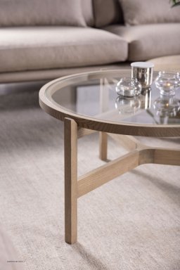 Optic runder Couchtisch m. Glaseinsatz