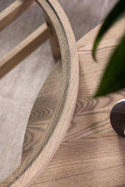 Optic runder Couchtisch m. Glaseinsatz