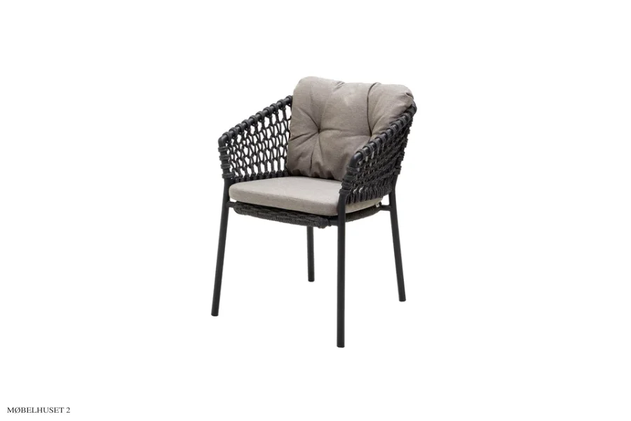 Ocean stol | Udendrs Taupe, Cane-line Natt&eacute; Cane-line Soft Rope, Dark grey