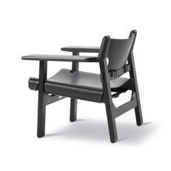 Der Spanische Stuhl | Brge Mogensen | Eiche Schwarzer Lack | Schwarzes Leder