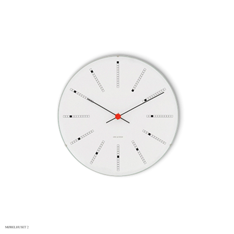 Arne Jacobsen Bankers Wanduhr Wei�, schwarz und rot, � 21 cm