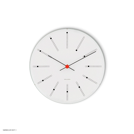 Arne Jacobsen Banker Wanduhr | Wei�, schwarz und rot, (29cm)
