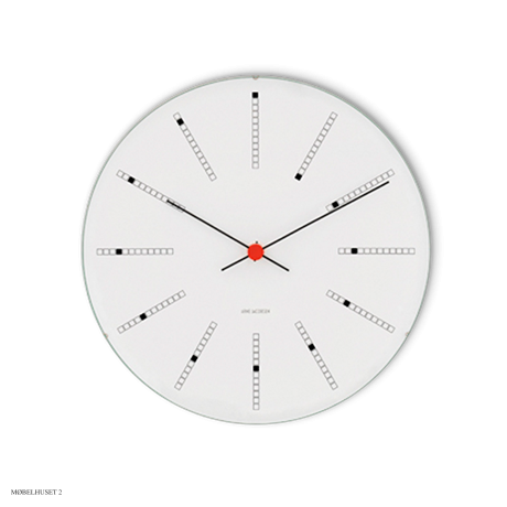 Arne Jacobsen Bankers Wanduhr Wei�. schwarz und rot � 48 cm