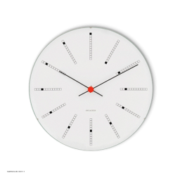 Arne Jacobsen Bankers Wanduhr Wei�. schwarz und rot � 48 cm