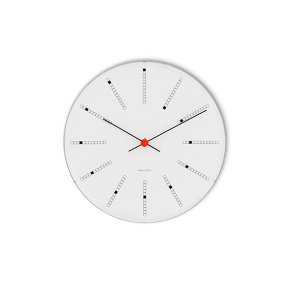 Arne Jacobsen Bankers Wanduhr Wei�. schwarz und rot � 48 cm