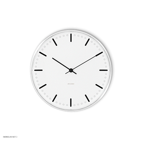 Arne Jacobsen City Hall Wanduhr Wei�, schwarz (29cm)
