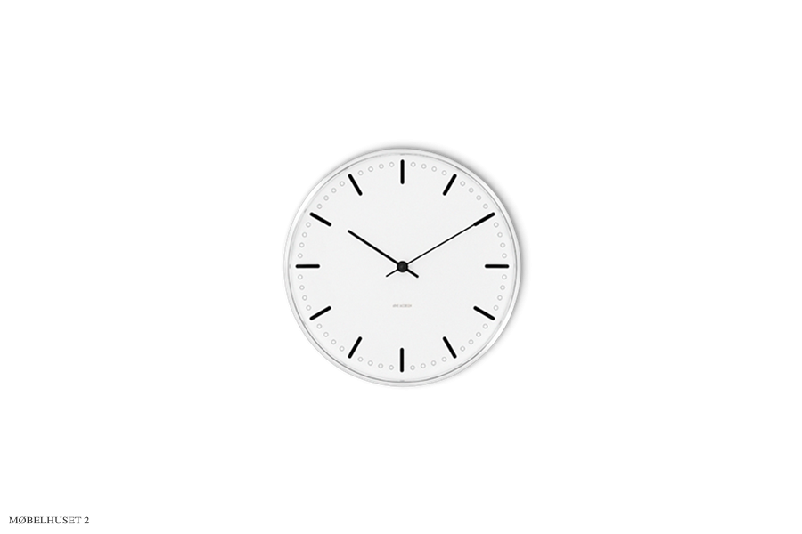 Arne Jacobsen City Hall Wanduhr Wei, schwarz (29cm)