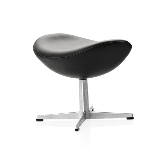 �gget� fodskammel, sort l�der | Fritz Hansen