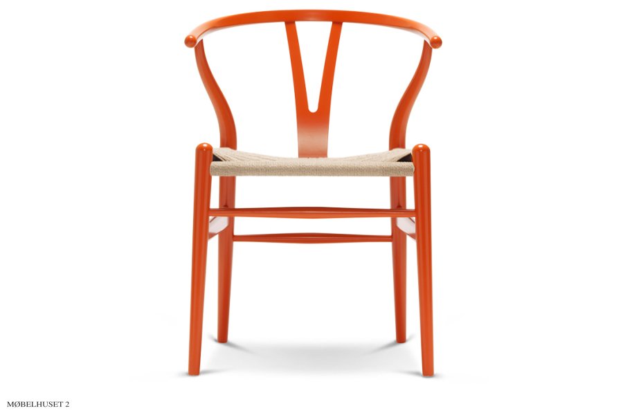Y-stol | CH24 smuk orange/red med natur flet | Wegner