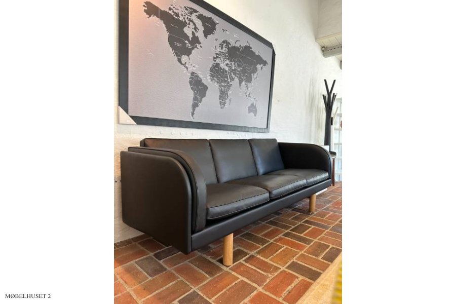 JG Sofa 3 pers. sort Omni lder og eg sbe ben | Udstillingsmodel
