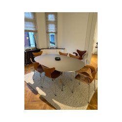 Piet Hein Esstisch 120 � 180 cm mit 2 Einlegeplatten  2 Liljen Armlehnenst�hle + 4 Liljen St�hle