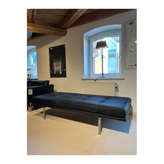Nielaus AV57 daybed sort Rancho l�der og b�rstet st�l | Udstillingsmodel