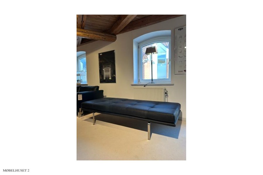 Nielaus AV57 daybed sort Rancho l�der og b�rstet st�l | Udstillingsmodel