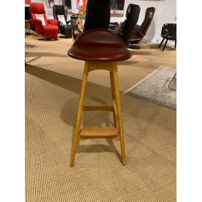 Buch Barhocker mit bordeauxfarbenem Leder