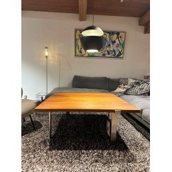 Naver Collection Couchtisch Modell 2003 in Nussbaum ge�lt / geb�rsteter Stahl | Ausstellungsmodell