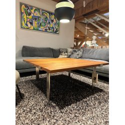 Naver Collection Couchtisch Modell 2003 in Nussbaum ge�lt / geb�rsteter Stahl | Ausstellungsmodell