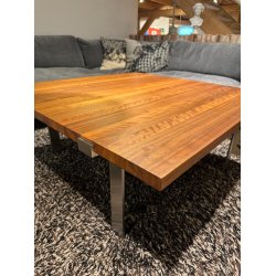 Naver Collection Couchtisch Modell 2003 in Nussbaum ge�lt / geb�rsteter Stahl | Ausstellungsmodell