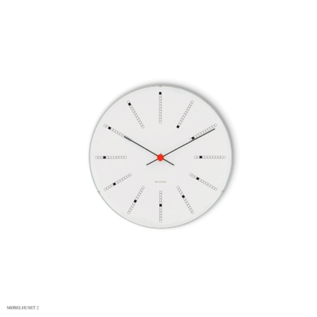 Arne Jacobsen Bankers Wanduhr Wei�, schwarz und rot, � 16 cm