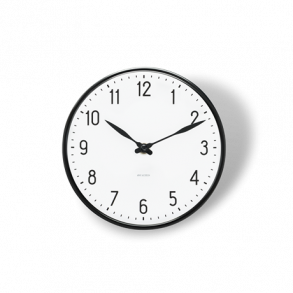 Arne Jacobsen Station Wanduhr, Schwarz & Wei, D 16 cm