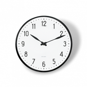 Arne Jacobsen Station Wanduhr, Schwarz & Wei, D 21 cm