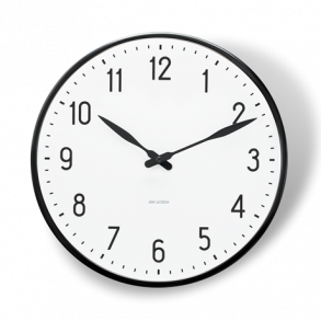 Arne Jacobsen Station Wanduhr, Schwarz & Wei, D 29 cm