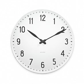 Arne Jacobsen Station Wanduhr, Schwarz & Wei, D 48 cm