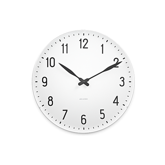Arne Jacobsen Station Wanduhr, Schwarz &amp; Wei�, D 48 cm