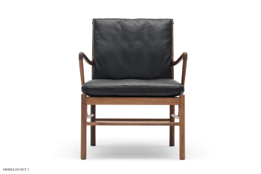 Colonial chair | OW149 | Nussbaum gelt og Thor Leder schwarz