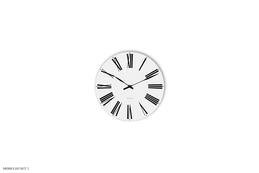 Arne Jacobsen Roman Wanduhr, Wei &amp; schwarz, D 21 cm