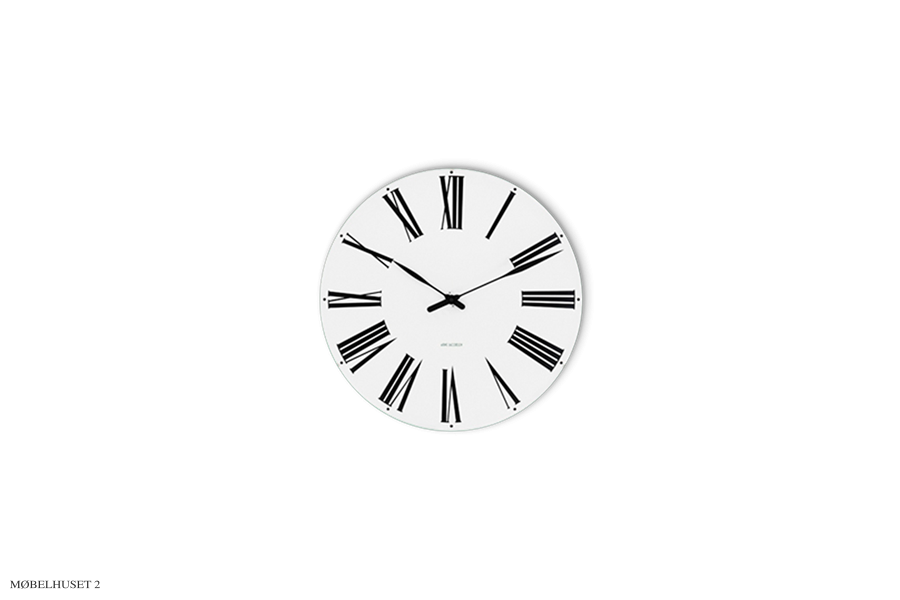 Arne Jacobsen Roman Wanduhr, Wei &amp; Schwarz, D 29 cm