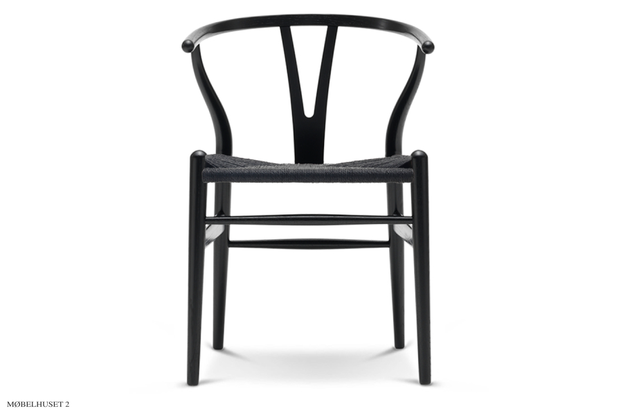 CH24 Wishbone Chair | Eiche schwarz lackiert, schwarz geflecht