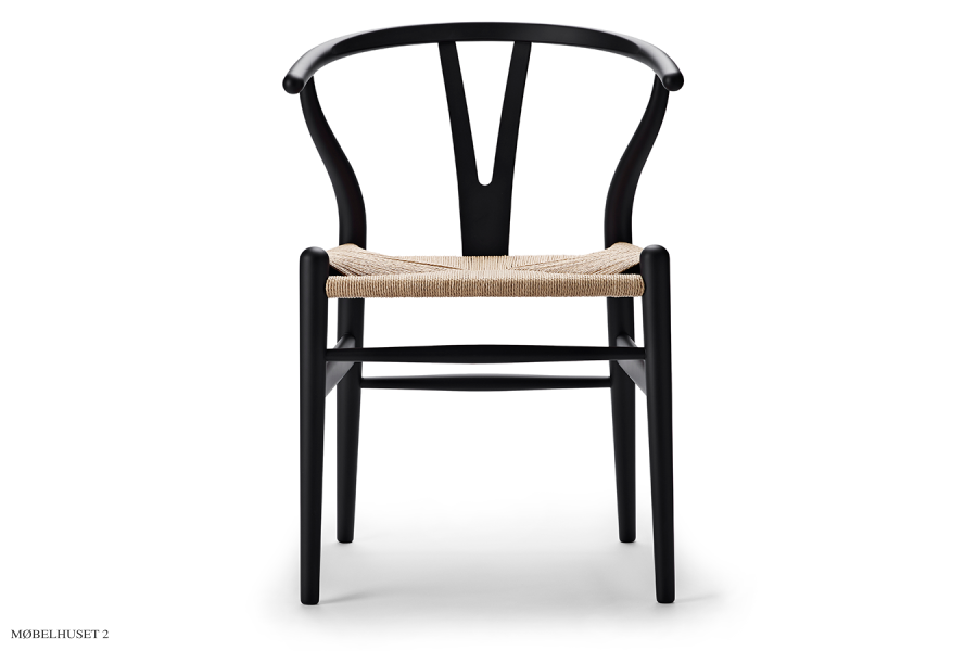 CH24 Wishbone Chair | Buche | Soft schwarz Geflecht Natur