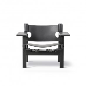 Der Spanische Stuhl | Brge Mogensen | Eiche Schwarzer Lack | Schwarzes Leder