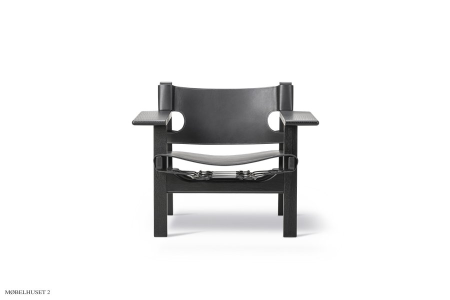 Der Spanische Stuhl | Brge Mogensen | Eiche Schwarzer Lack | Schwarzes Leder