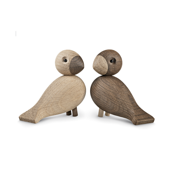 Kay Bojesen Turtelduer Natur egetr� og r�get egetr�, 2 stk., 9,5 cm