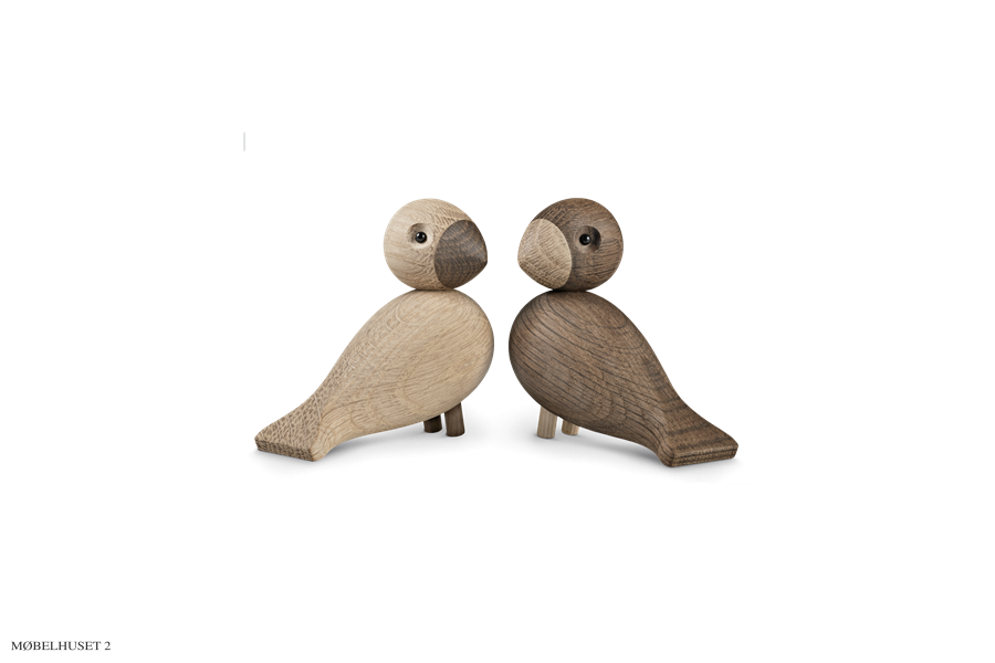 Kay Bojesen Turtelduer Natur egetr og rget egetr, 2 stk., 9,5 cm