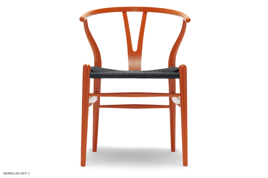 CH24 Y-stol | Bøg Soft Orange red, Sort flet