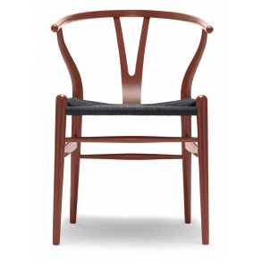 CH24 Y-Stuhl | Buche Soft Rotbraun, Schwarzes Geflecht